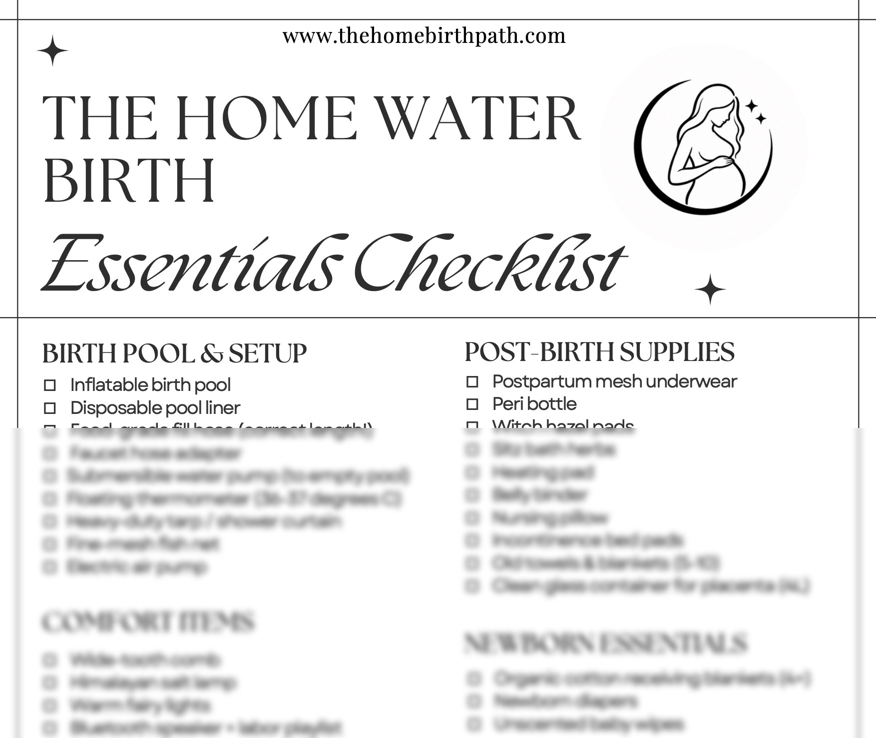 The Home Birth Essentials Checklist preview